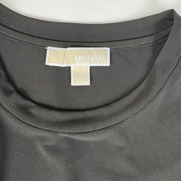 Michael Kors Dress Small Black with Stripped Ruffle Hem Y2K Minimalist - Picture 6 of 12